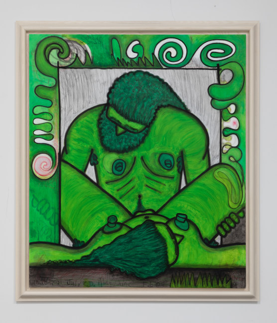 green painting by Carroll Dunham