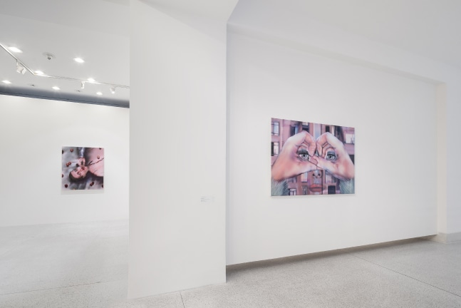 Installation view of paintings by Louisa Gagliardi