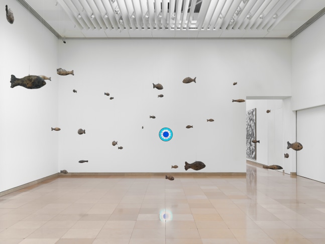 Installation view of sculptures by Ugo Rondinone
