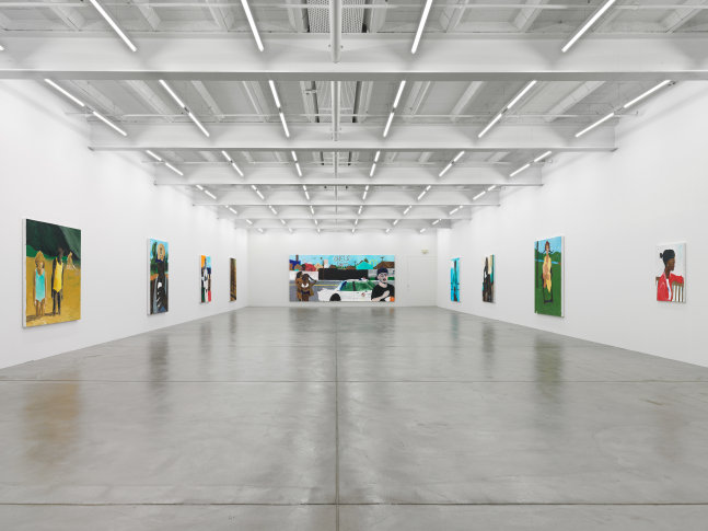 Installation view of paintings by Henry Taylor