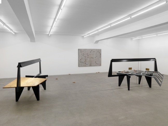 Installation view of Martin Boyce sculpture and photography exhibition