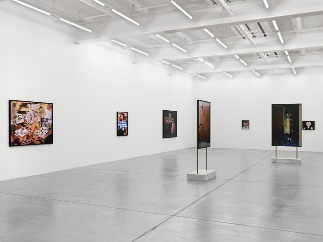 Installation view of Lucas Blalock photography and sculpture exhibition
