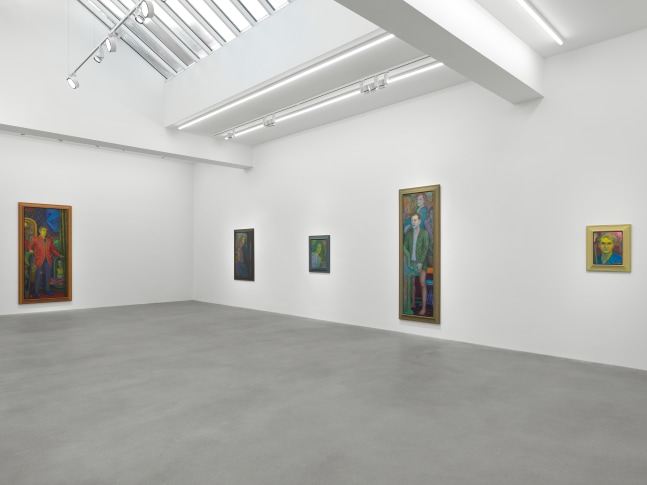 Installation view of paintings by Steven Shearer