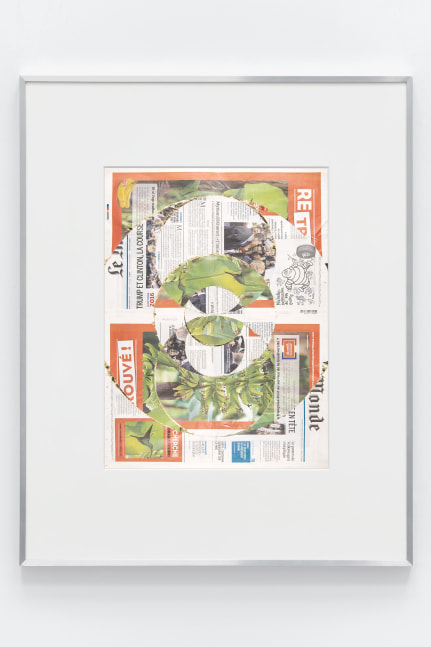 Blind Collage (Seven 180&amp;ordm; Rotations, Le Monde: Paris, France, Thursday, March 3, 2016)
2021
Newspaper, tape, and 22 karat gold leaf
Sheet 62.5 x 47 cm / 24 1/2 x 18 3/8 inches

BESHT47886