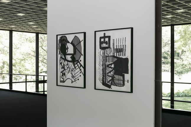 Installation view of paintings ans drawings by Tobias Pils