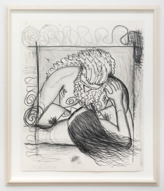 drawing of two persons by Carroll Dunham