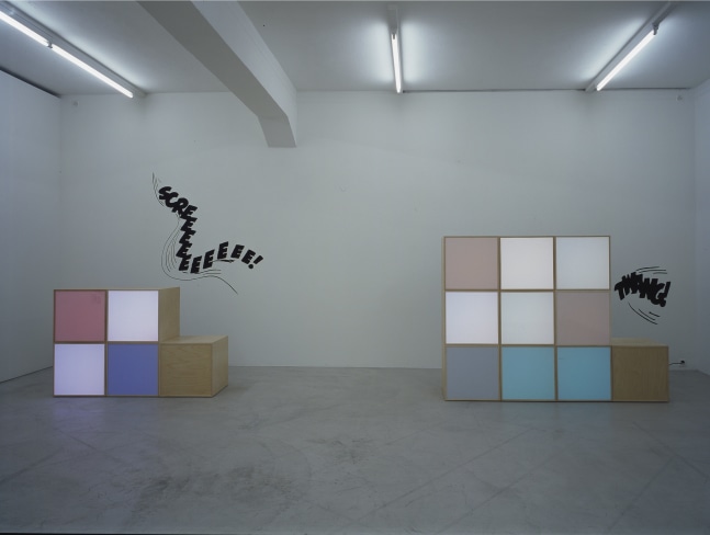 Installation view of Angela Bulloch sculpture and installation exhibition