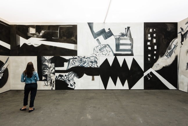 Installation view of paintings by Tobias Pils