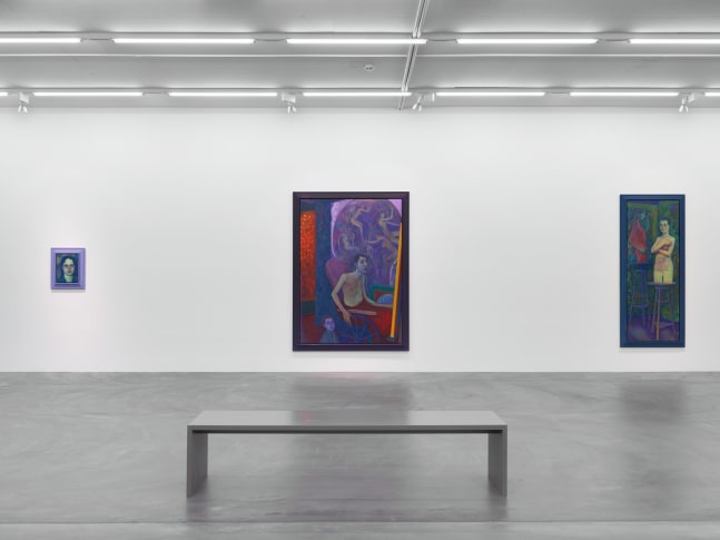 Installation view of Steven Shearer paintings, drawings, and printed works exhibition