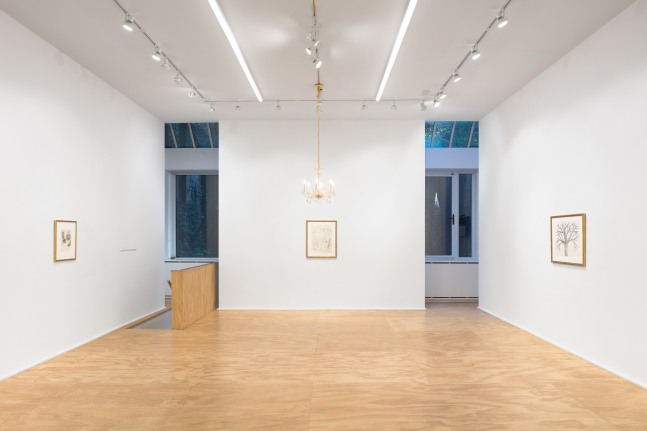 installation views of drawings by Karen Kilimnik