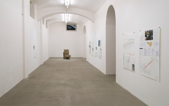 Installation view of works by Oscar Tuazon