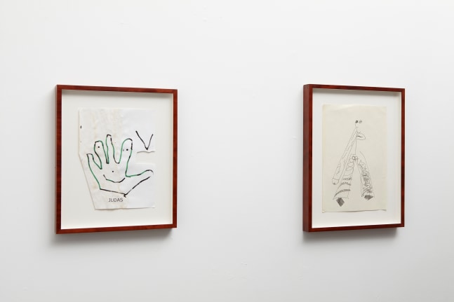 Installation view of drawings by Joe Bradley