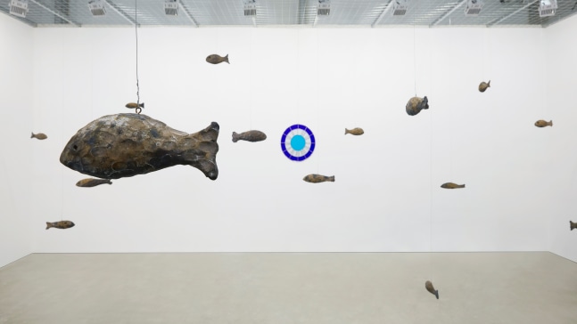 Installation view of sculptures by Ugo Rondinone