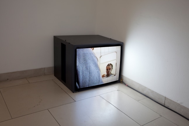 Installation view of video work by Douglas Gordon