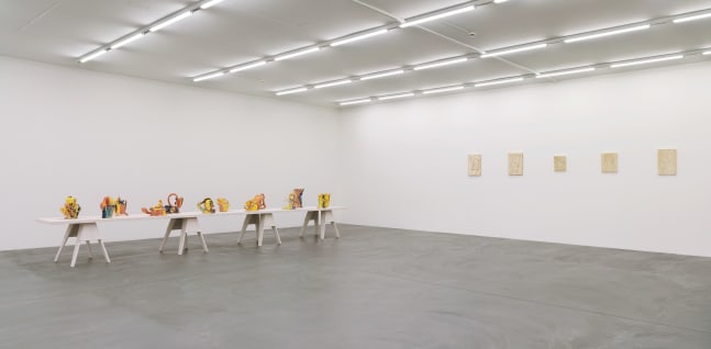 Installation view of Andrew Lord sculptures and reliefs exhibition