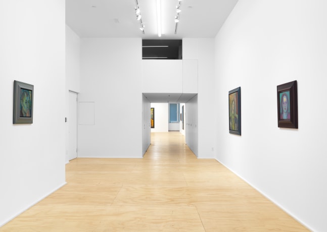 Installation view of Steven Shearer paintings and drawings exhibition
