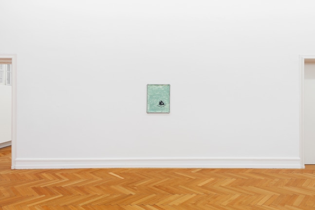 Installation views of paintings by Valentin Carron