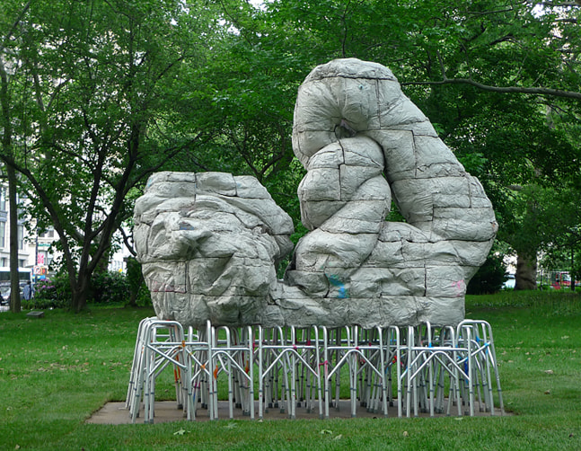 Installation view of outdoor sculpture by Justin Matherly