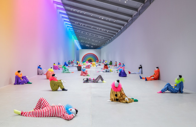 Installation view of sculptures by Ugo Rondinone