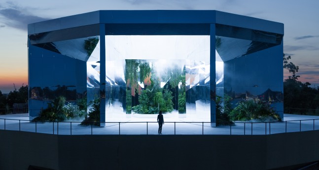 Installation view of living art installation by Doug Aitken