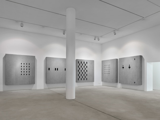 Installation view of wall works by Valentin Carron