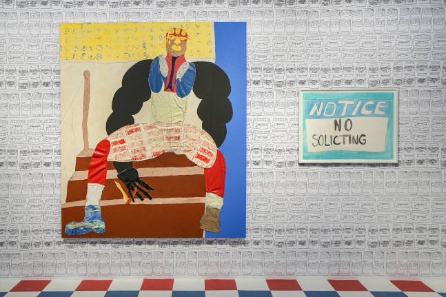 Installation view of paintings by Tschabalala Self