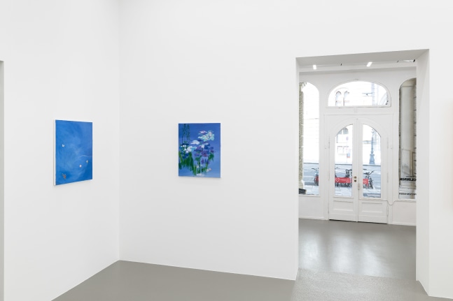 installation view of drawings and paintings by Karen Kilimnik