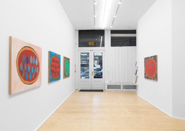 Installation view of Josh Smith paintings exhibition