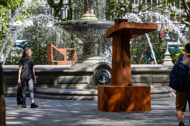 installation views of sculptures by Wyatt Kahn