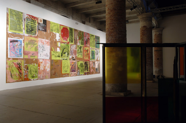 Installation view of paintings by Josh Smith