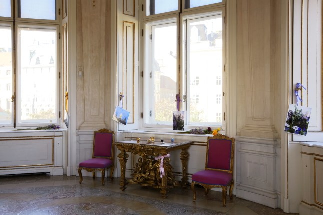 Installation view of sculpture add ons by Karen Kilimnik