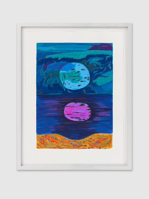 FULL MOON COVE 2 2020 Printed ink and mixed media on paper Image 98 x 73.5 cm / 38 1/2 x 29 in Frame 107 x 82.5 x 4 cm / 42 1/8 x 32 1/2 x 1 5/8 in