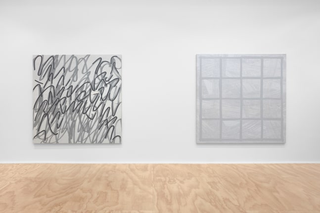 Installation view of paintings by Amy Feldman