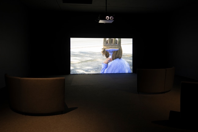Installation view of video installation by Torbjørn Rødland