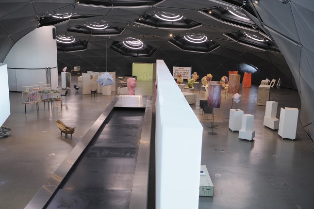 Installation view of works by Franz West