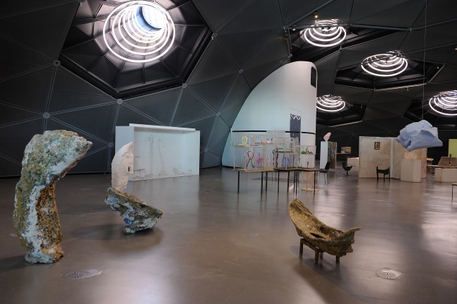 Installation view of works by Franz West