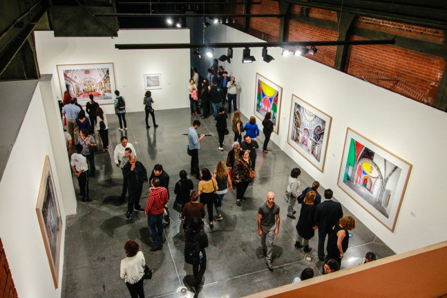 Installation view of photographs by Candida Höfer