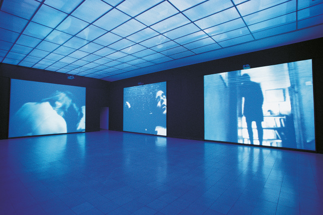 Installation view of video work by Ugo Rondinone