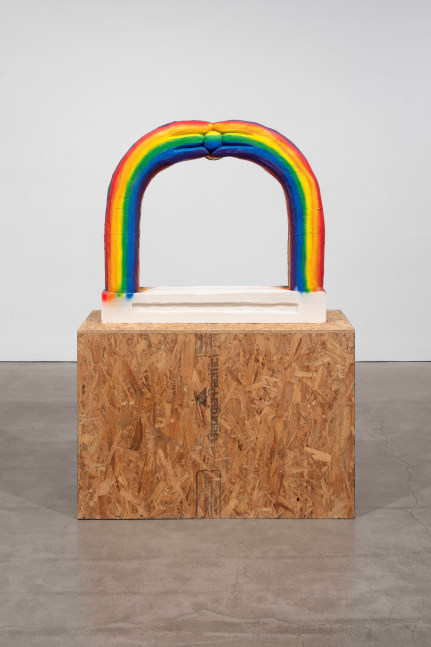 Indoor view of Justin Matherly sculpture, Untitled 2020GFRG, synthetic based spray paint, OSB 175 x 122 x 51 cm / 69 x 48 x 20 in