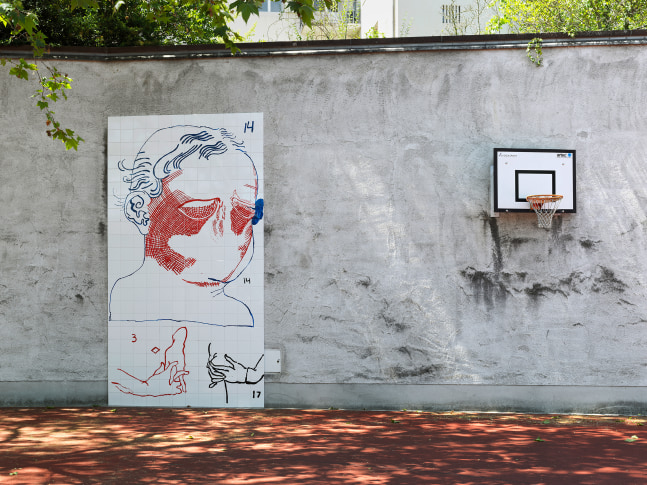 Installation view of sculptures by Matias Faldbakken