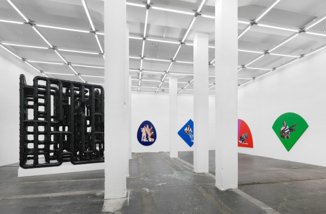 Installation view of Steven Shearer printed works and sculpture exhibition