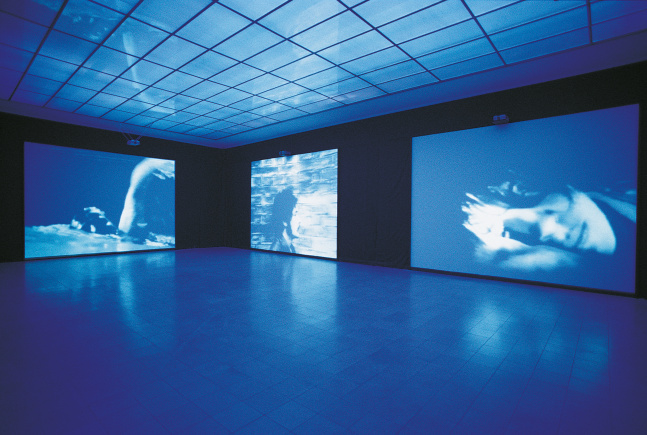 Installation view of video work by Ugo Rondinone