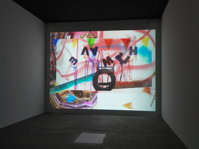 Installation view of video work by Alex Hubbard