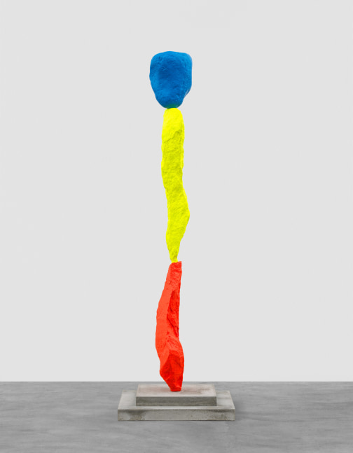 red yellow blue mountain

2022

Painted stone, stainless steel, pedestal

Sculpture 200 x 33 x 40.5 cm / 78 3/4 x 13 x 16 in

Pedestal 12 x 66 x 66 cm / 4 3/4 x 26 x 26 in

&amp;copy; Ugo Rondinone