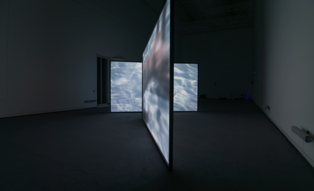 Installation view of video work by Douglas Gordon
