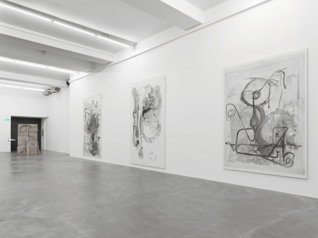 Installation view of paintings and sculptures group exhibition