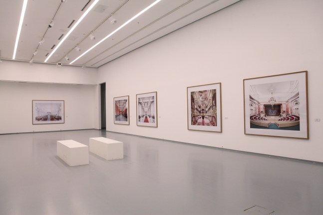 Installation view of photographs by Candida Höfer