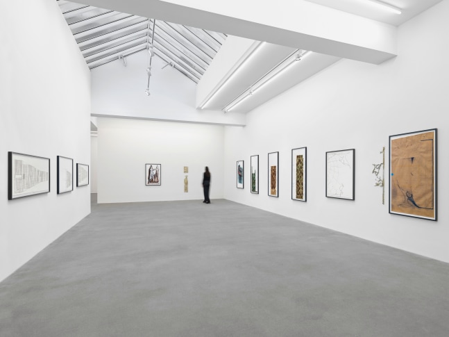 Installation view, Matias Faldbakken, Abstracts and Pewter Abstracts, Galerie Eva Presenhuber, Waldmannstrasse, Zurich, 2025