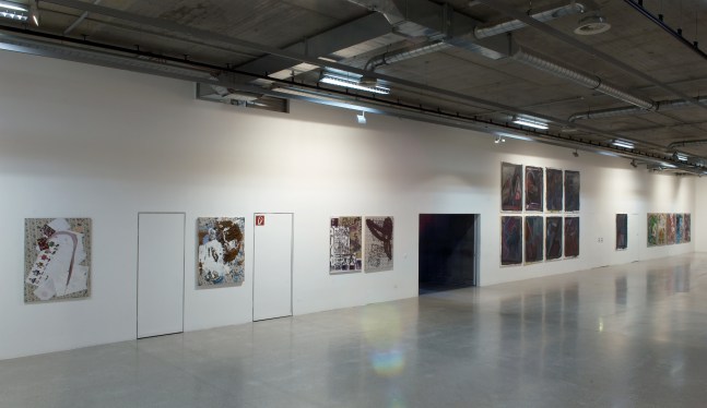 Installation view of paintings by Josh Smith