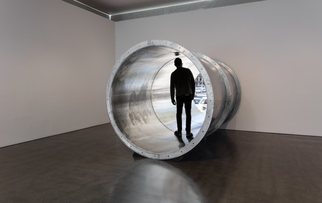 Installation view of sculpture by Oscar Tuazon